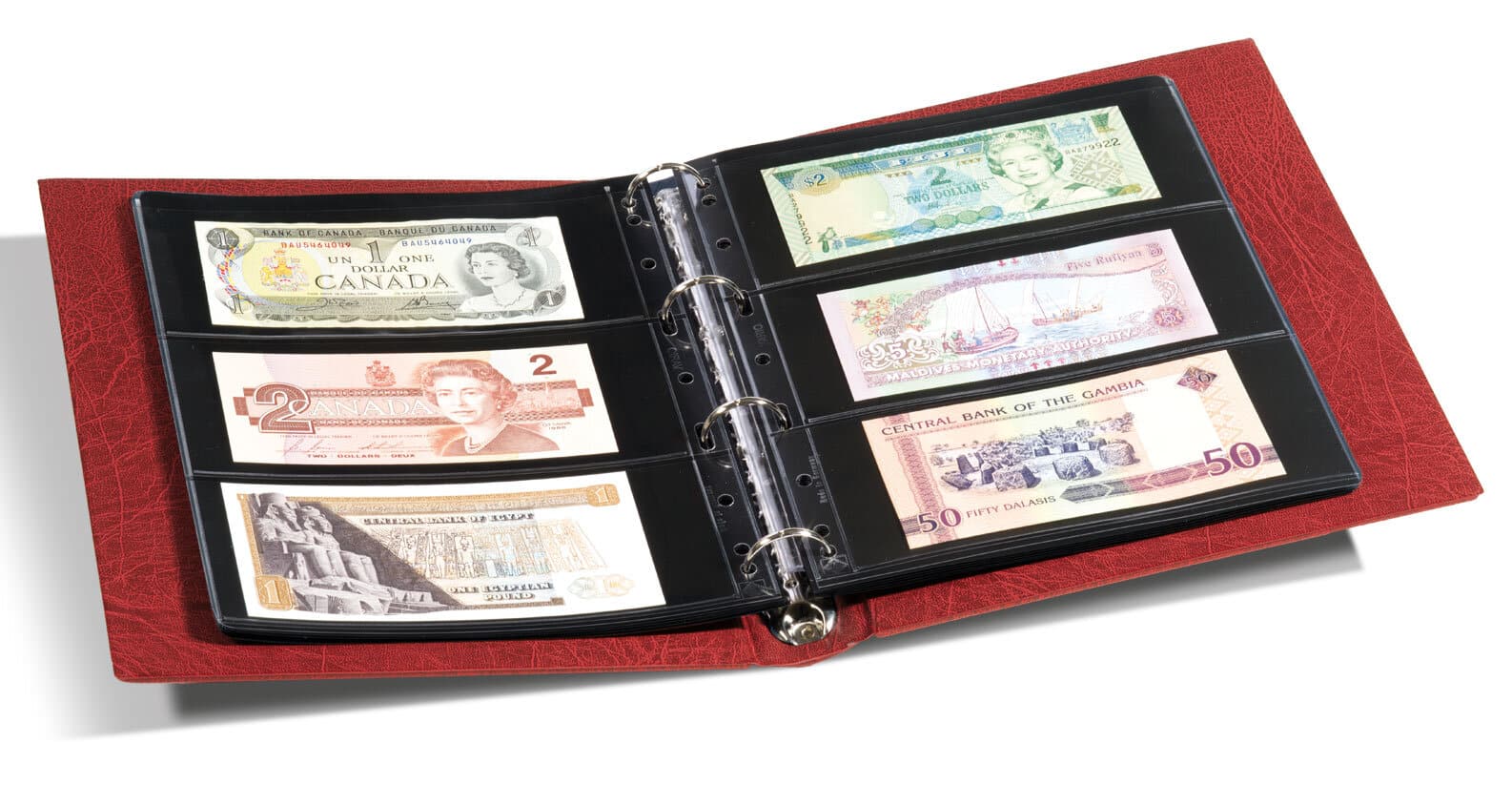 RENNIKS Banknote Album including  6 Note Album Pages RED 