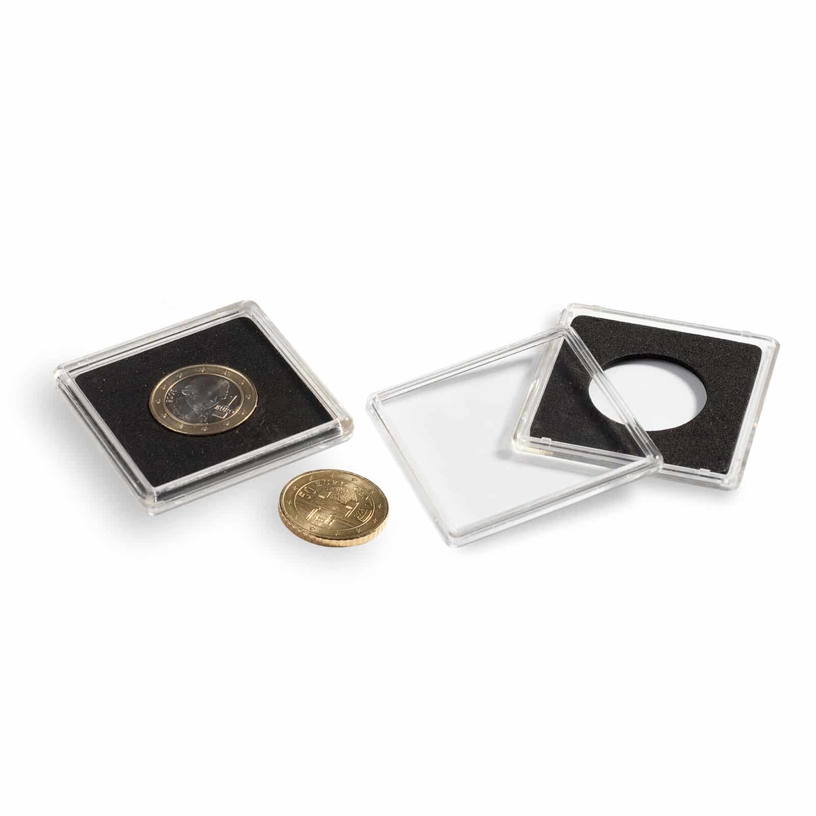 Pack of 6 Square Coin Capsules QUADRUM INTERCEPT inner diameter 24 mm 