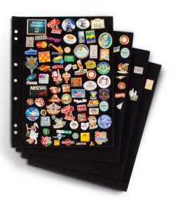 Sheets for pin binder, black velvet. Pack of 4 sheets.