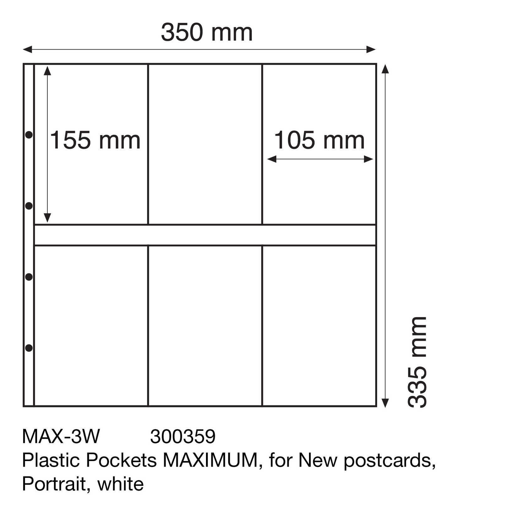 Plastic Pockets MAXIMUM, for New postcards, Portrait, white | Renniks