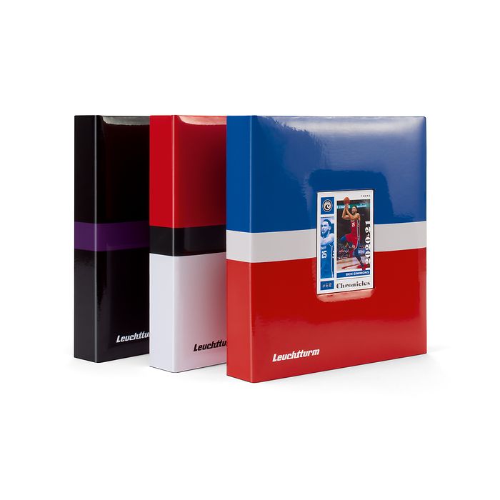 Leuchtturm 368643 Album Portacarte TCG PRO Small - 20 Buste Per 160 Card Sportive O Da Gioco - Blu/Bianco/Rosso